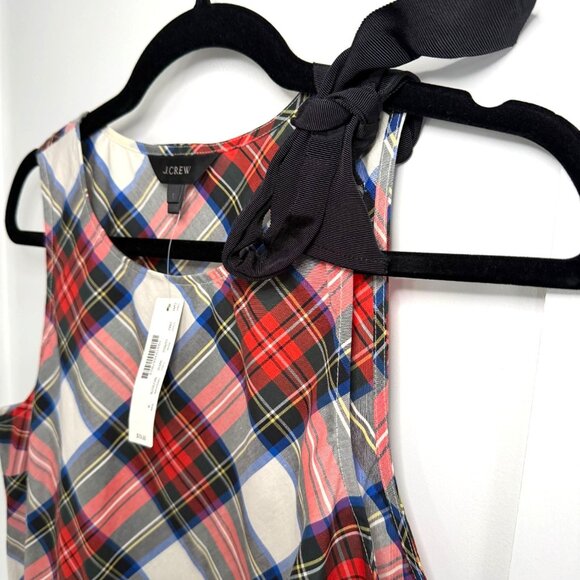 Talbots Tartan Plaid Sleeveless Blouse w/ Ribbon Shoulder — NWT Size 6 - Picture 4 of 8